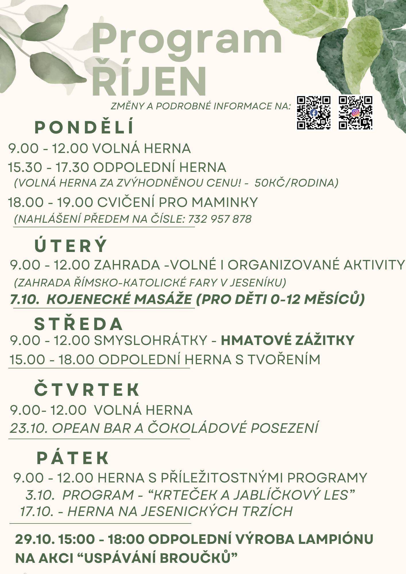 Pravidelný týdenní program 